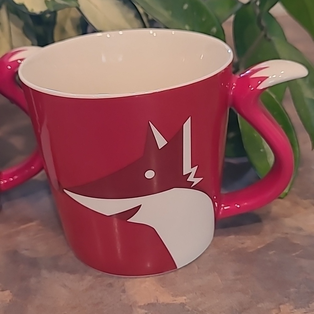 STARBUCKS 2012 New Bone China Red Fox Tail Mugs, Set of 2, 12oz - Picture 3 of 11